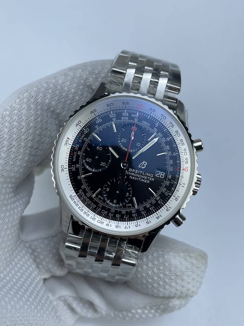 (준비완료/특급배송)NO.2487/ KOR공장 브라이틀링 네비타이머 41MM 블랙 브슬+가죽 A13324121B1A1