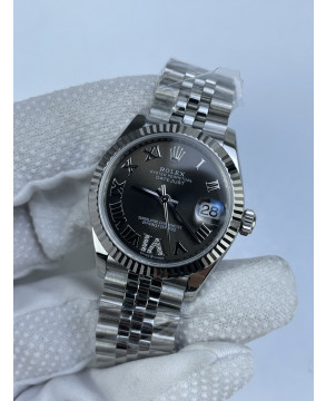 (준비완료/특급배송)NO.3128/롤렉스 데이저스트 31mm 여성용 시계 그레이다이얼 플루티드 베젤 쥬빌레 밴드 (QP공장)